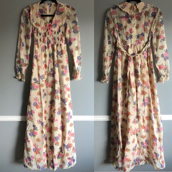 Vintage Floral Print Dress Gunne Sax Style - Picture 1 of 16